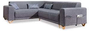 Divano angolare grigio allungabile e con contenitore (con penisola a sinistra/a L) Classy Sophie – Miuform