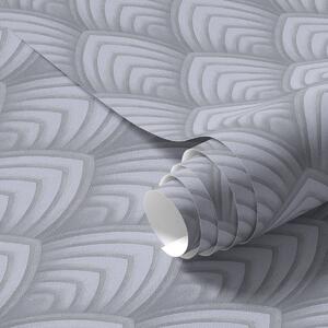 Carta da parati Archi volumetrici simili a scale di grigi con una leggera sfumatura, Parati astratta classici, a00989 : Uwalls.it