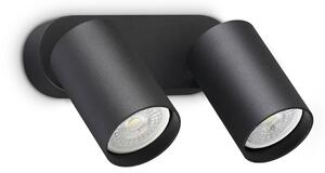 Lampada Da Parete Dynamite 2 Luci GU10 Nera Dimmerabile Metallica Ideal Lux