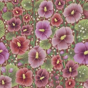 Carta da parati Ibisco in fiore su uno sfondo caldo rosso-brunastro, Parati fiori e piante classici, a00993v1 : Uwalls.it