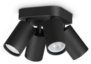 Plafoniera DYNAMITE 4 luci GU10 dimmerabile nera metallo/ alluminio Ideal Lux