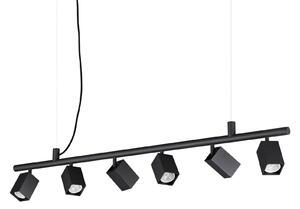Lampadario Sospensione Dynamite 6 Luci Gu10 Nero Altezza Regolabile Ideal Lux