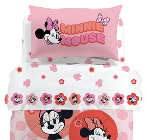 Completo Lenzuola In Cotone Minnie Flowers Singolo Warner Bros Ragazza Caleffi