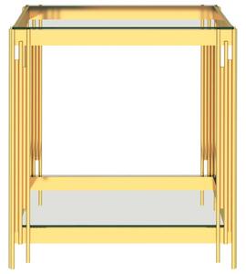 Tavolino da Caffè Oro 55x55x55 cm in Acciaio Inox e Vetro