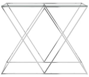 Tavolino Laterale Argento 90x40x75 cm in Acciaio Inox e Vetro