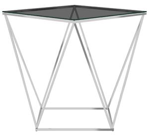 Tavolino da Caffè Argento e Nero 50x50x55 cm in Acciaio Inox