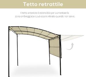 Outsunny Gazebo Pergola da Giardino in Acciaio con Copertura, Tettoia Apribile, Tessuto Beige 300x250cm | Aosom Italy