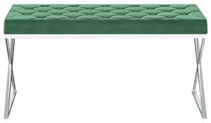 Panca 97 cm Verde Scuro in Velluto e Acciaio Inossidabile