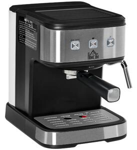 HOMCOM Macchina Caffè Espresso, Cappuccino e Latte Schiumato, 850W e 15 Bar, Vaporizzatore e Serbatoio Rimovibile da 1.5L, Nero