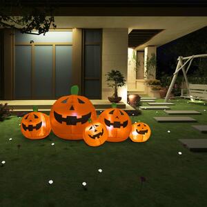 Famiglia di Zucche Gonfiabili per Halloween con LED 1,8 m