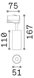 Faretto Su Binario Fox Luce LED 8W Calda 3000K Bianco Ideal Lux