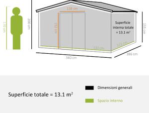 Outsunny Casetta da Giardino con 2 Porte Scorrevoli e 4 Prese d'Aria in Acciaio e PP, 340x386x200cm, Giallo