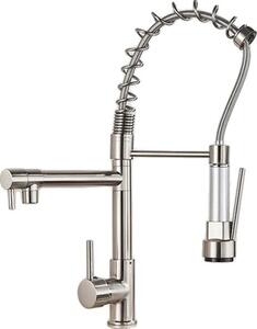 Rubinetto da cucina, girevole a 360 gradi, ugello estraibile, nichel B