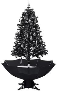 Albero di Natale con Nevicata e Base ad Ombrello Nero 170cm PVC