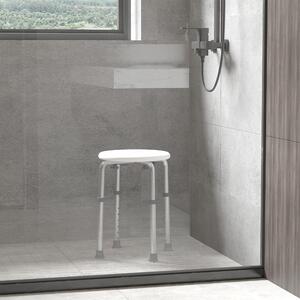 HomCom Sgabello bagno, Sgabello doccia regolabile in altezza Sgabello antiscivolo, bianco