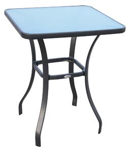 Outsunny Tavolino da Giardino Esterno Piano in Vetro Temperato, Tavolo da Esterno in Metallo, Nero, 68,5x68,5x84cm Black 68.5x68.5x84cm