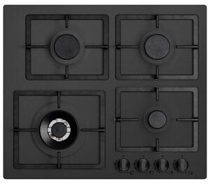 Plados FLAT60 Piano Cottura 4 Fuochi a Gas 60 cm Griglie in Ghisa (1 Bruciatore Tripla Corona) colore Black Matt