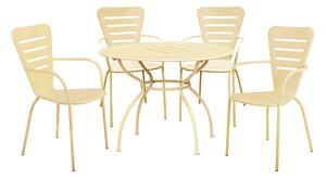 Salotto Ginevra Big (1 Tavolo 4 Sedie) Acciaio - Colore Crema