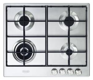 De Longhi Piano Cottura 4 Fuochi a gas da Incasso (1 Bruciatore Tripla Corona) Larghezza 60 cm colore Inox - SLF 460 LX Lite Line Serie Slim