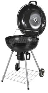 Outsunny Barbecue Carbonella Professionale BBQ con Termometro Doppia Griglia Ripiano Inferiore 2 Ruote nero e argento 57 x 63 x 94 cm