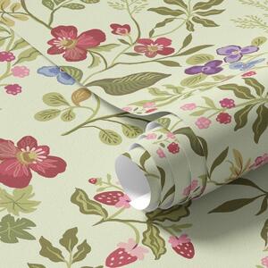 Carta da parati Giardino fiorito con bacche, uva e fiori selvatici, Parati fiori e piante classici, a00961 : Uwalls.it