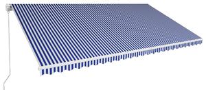 Tenda da Sole Retrattile Manuale 600x300 cm Blu e Bianca