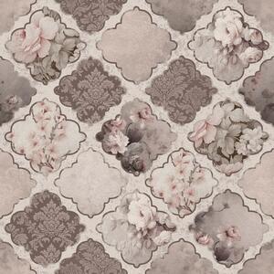 Carta da parati Romantico patchwork di medaglioni floreali nei toni polverosi, Parati fiori e piante classici, a01027 : Uwalls.it