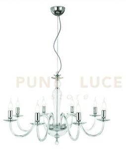 Lampadario paganini 8 luci cristallo cromo attacco e14 d.84cm