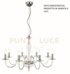 Lampadario paganini 6 luci cristallo cromo attacco e14 d.70cm