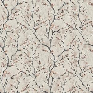 Carta da parati Rami di sakura dipinti ad acquerello su sfondo chiaro, Parati fiori e piante classici, a01033 : Uwalls.it