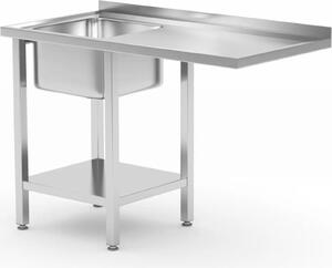 HENDI Tavolo con lavello, ripiano e spazio per lavastoviglie, a sinistra, 1200x700x(H)850 mm