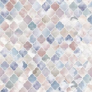Carta da parati Mosaico dai colori pastello chiari con delicate forme marocchine, Parati astratta classici, a01039v1 : Uwalls.it