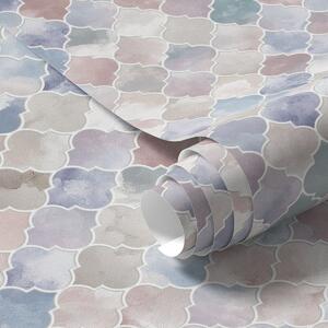 Carta da parati Mosaico dai colori pastello chiari con delicate forme marocchine, Parati astratta classici, a01039v1 : Uwalls.it