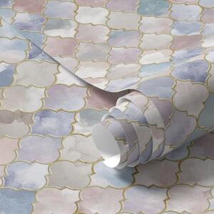 Carta da parati Mosaico pastello di frammenti marocchini con una luce soffusa, Parati astratta classici, a01039 : Uwalls.it