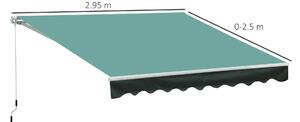 Outsunny Tenda da Sole a Bracci per Esterno con Manovella, Metallo e Poliestere, 295x250cm Verde