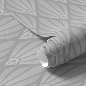 Carta da parati Art Déco grigio con forme a ventaglio, Parati astratta classici, a01064 : Uwalls.it