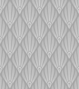 Carta da parati Art Déco grigio con forme a ventaglio, Parati astratta classici, a01064 : Uwalls.it