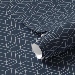 Carta da parati Rete geometrica blu scuro di cubi, Parati astratta classici, a01066v1 : Uwalls.it