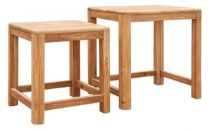 Coppia di tavolini modulari per salotto in legno massello naturale