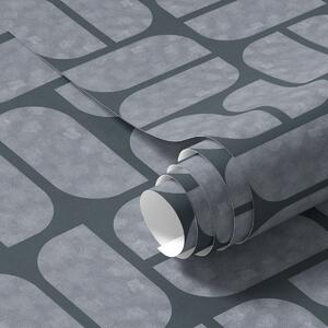 Carta da parati Sfondo scuro con mosaico grigio di moduli arrotondati, Parati astratta classici, a01069v1 : Uwalls.it