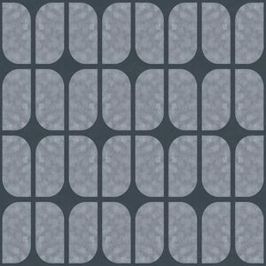 Carta da parati Sfondo blu scuro con mosaico grigio di piastrelle arrotondate, Parati astratta classici, a01068v1 : Uwalls.it