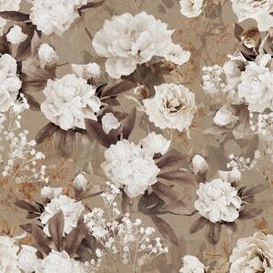 Carta da parati Calde peonie beige su uno sfondo strutturato, Parati fiori e piante classici, a01087 : Uwalls.it