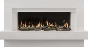 CHEMIN'ARTE - Caminetto elettrico design Linéa bianco da appoggio – Effetto fiamme LED – App WIFI – Riscaldamento programmabile 2000W