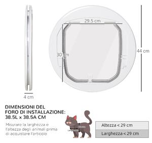 PawHut Porta per Gatti e Cani Basculante 4 Modalità di Bloccaggio, Gattaiola per Vetro, Rete e Porte, 40x4x40cm, Bianco