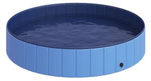 PawHut Piscina Vasca da Bagno Portatile Pieghevole per Cani Animali Domestici in PVC Azzurro Φ160 x 30cm