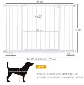 PawHut Cancellino per Cani di Sicurezza Estensibile da 76-107cm Montaggio a Pressione, Metallo e Plastica
