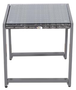 Tavolo Da Giardino In Alluminio E Rattan Sintetico Grigio 50x49.5x50 Cm