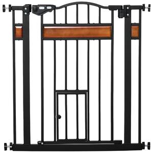 PawHut Cancellino per Cani con Fissaggio a Pressione, Barriera di Sicurezza Estensibile da 74-80cm con Chiusura Automatica, Nero|Aosom