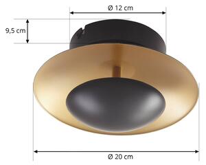 Lampada a sospensione Lindby LED Tiama, metallo, nero/oro, Ø 20 cm