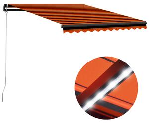 Tenda da Sole Manuale con LED 300x250 cm Arancione e Marrone